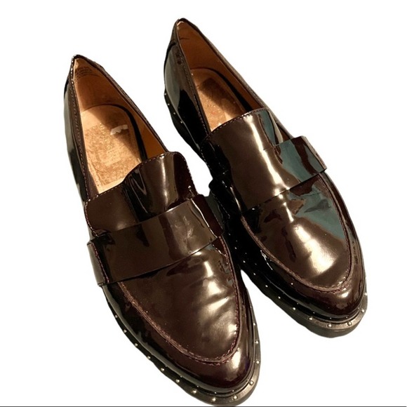 Halogen Emily Studded Burgundy Patent Leather Flats